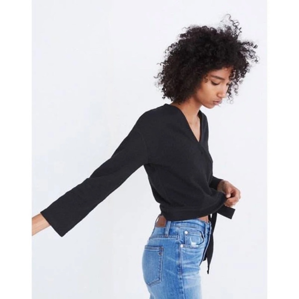 Madewell Black V-Neck Wrap Top